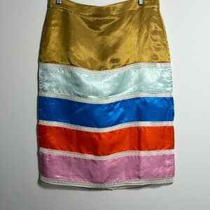 J.Crew Colorblock Crochet Ribbon Linen Blend Pencil Skirt Size 10 NWT